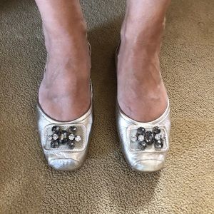 Calvin Klein metallic flats